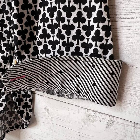 Talbots Shirt Womens SZ 18WP Black & White Clover Wrinkle Resistant Long Sleeve - Picture 13 of 15